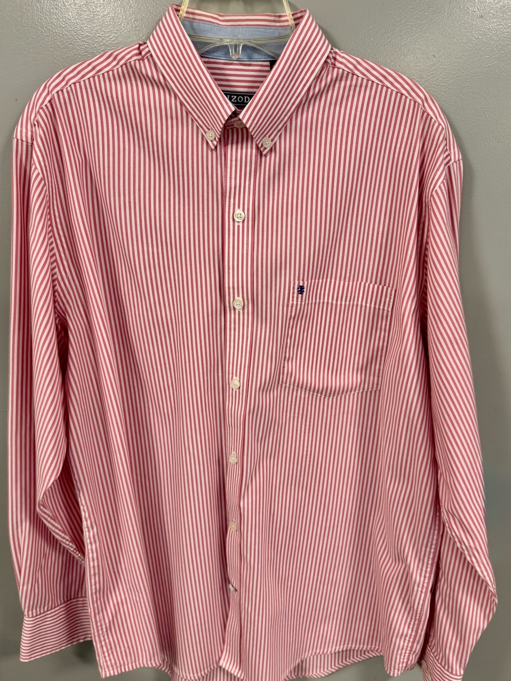 Izod Pink and White Striped Button-Down Dress Shirt